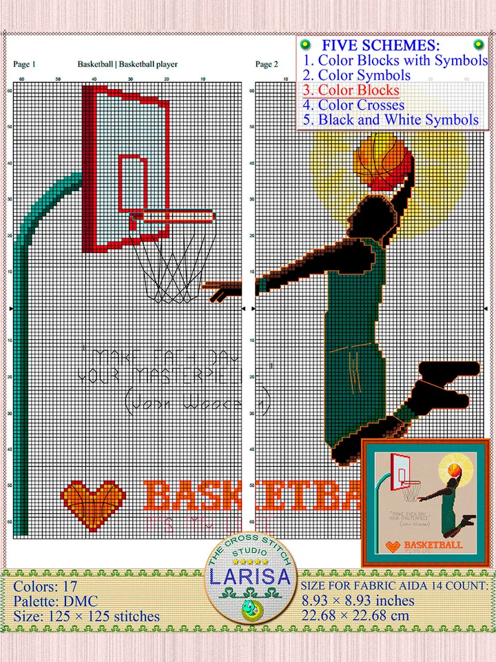 Basketball Cross Stitch Pattern | Basketball Player