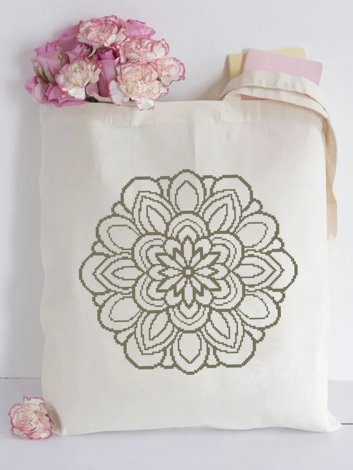Mandala cross stitch pattern download PDF Flower mandala pattern digital PDF, Monochrome cross stitch sampler, Quick cross stitch chart #M47