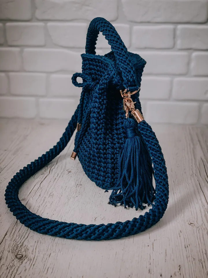 Bag pouch with cord crochet pattern PDF, digital instant download tutorial, handbag purse, shoulder bag