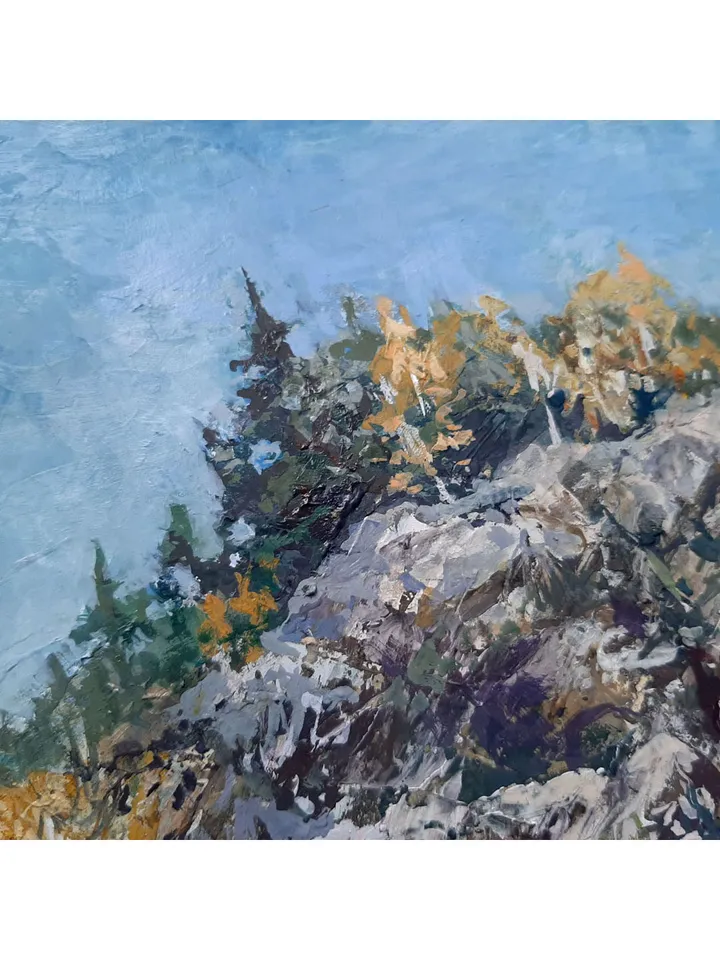 Mountain Landscape Climbing Rock Peak Painting 10x15" ORIGINAL Artwork Signed by artist Marina Chuchko
