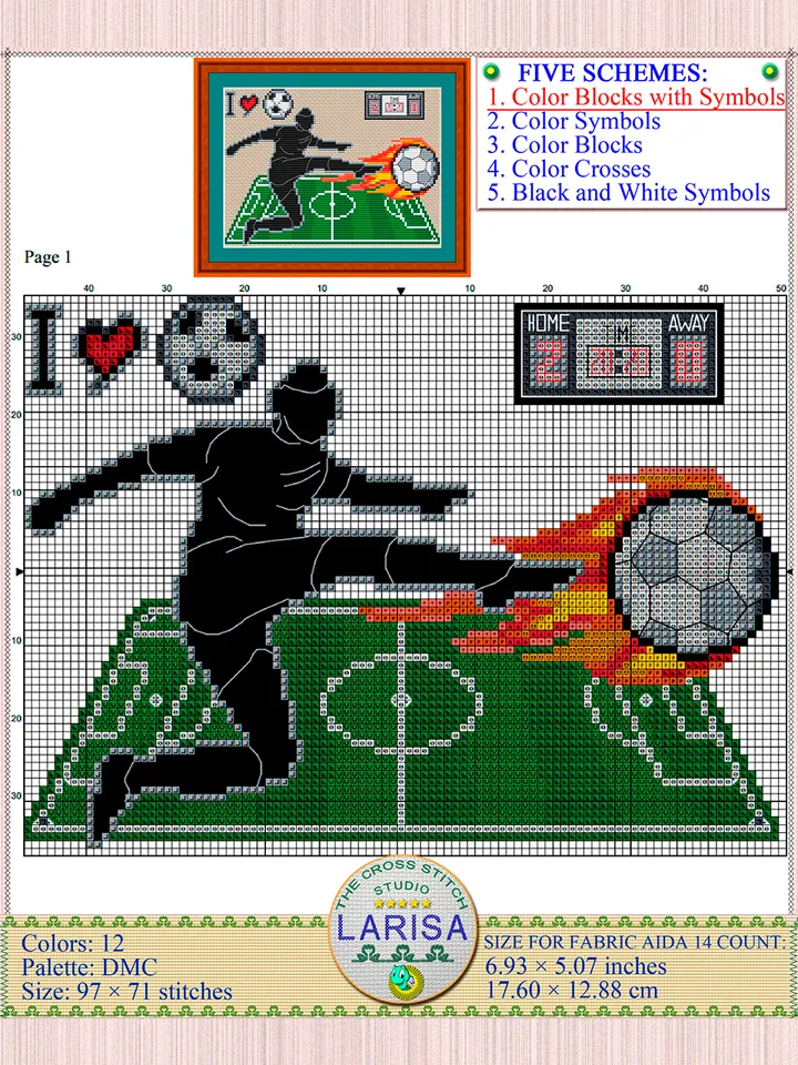 Football | Soccer Cross Stitch Pattern  | Football player