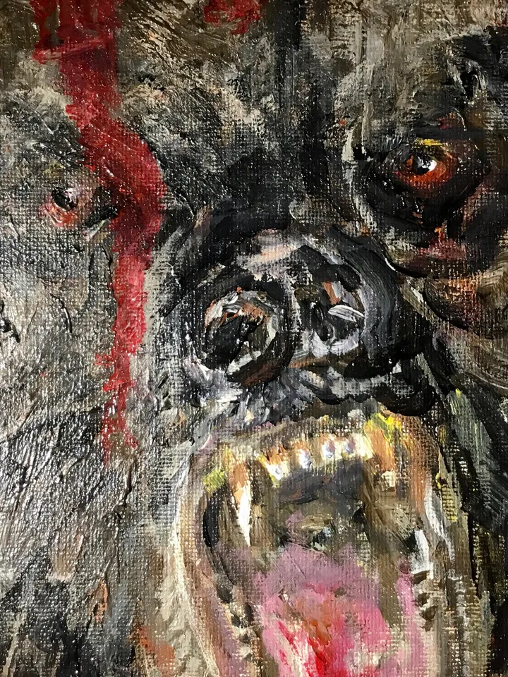 Angry bear,original acrylic and oil painting on canvas board,roaring bear painting,animals painting.