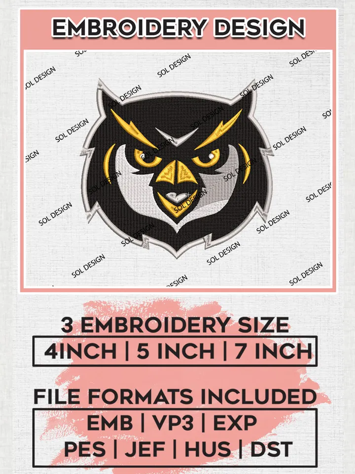 Kennesaw State Owls Team Head Mascot Logo embroidery designs, NCAA Kennesaw State Owls Logo Machine embroidery files , NCAA Team Logo embroidery designs, NCAA Game Day Machine embroidery designs, Digital Download