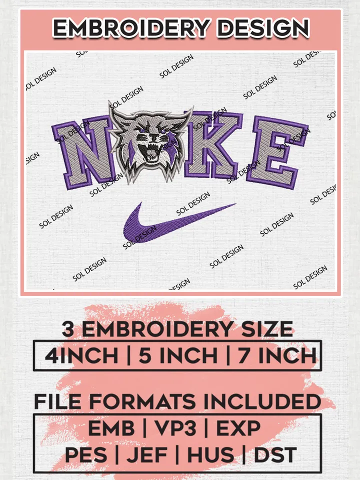 Nike Weber State Wildcats Machine Embroidery Design, NCAA Weber State Wildcats Embroidery Design files, NCAA Embroidery Designs, NCAA Machine Embroidery Designs, Digital Download