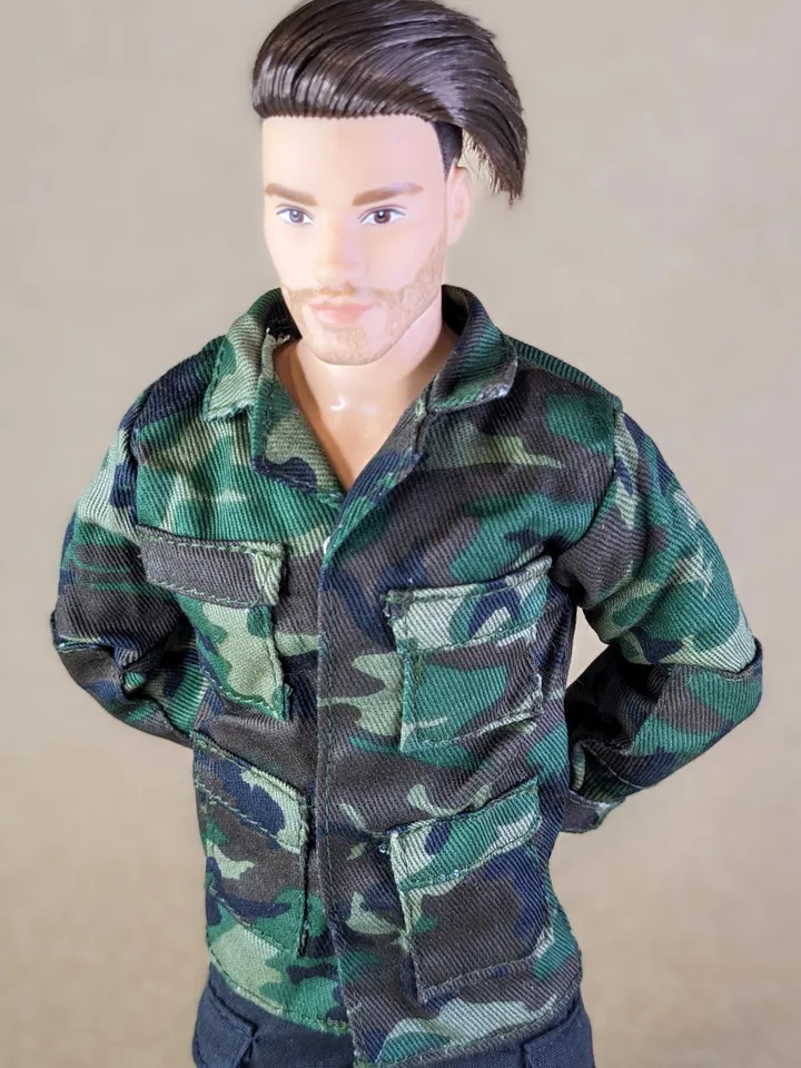 Military-style camo jacket for 12-inch fashion male dolls