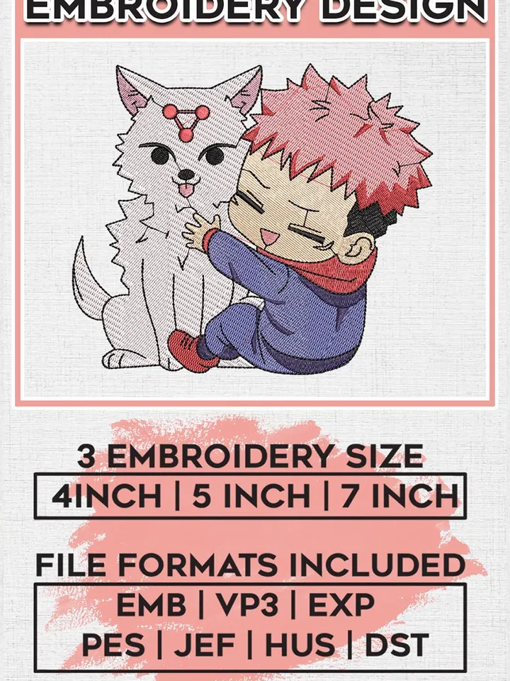 Yuji Itadori Embroidery Designs, Jujutsu Kaisen Embroidery Files, Sailor Machine Embroidery Pattern, Digital Download EMB_ANIME_277
