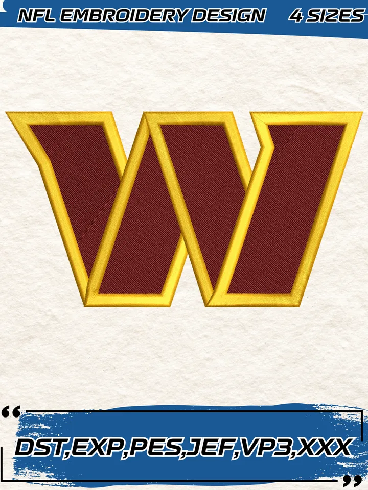 Washington Commanders Logos Embroidery Design,NFL Logo Embroidery Design,Machine Embroidery Design File,4 Sizes, Digital Download
