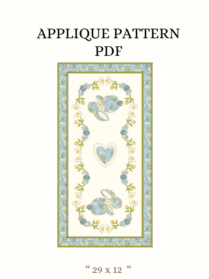 Easter Runner with Bunnies, Applique Pattern PDF
