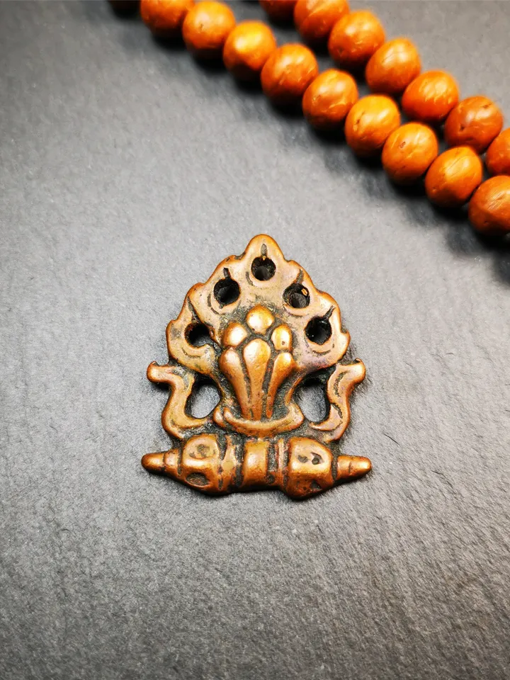 Gandhanra Antique Tibetan Buddhist Amulet,Mani Jewel/Wish Fulfilling Cintamani Badge, Nubro,80 Years Old