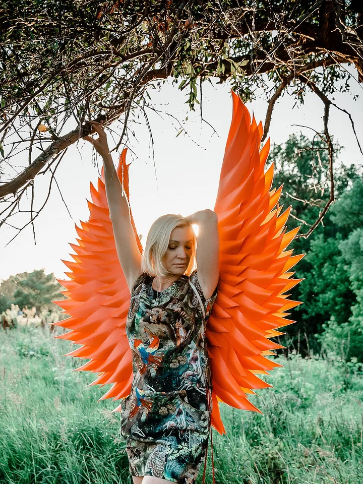 Bronze Wings Costume, Angel wings, phoenix wings, wings of fire, Sexy cosplay, fire bird, Gold Adult wings