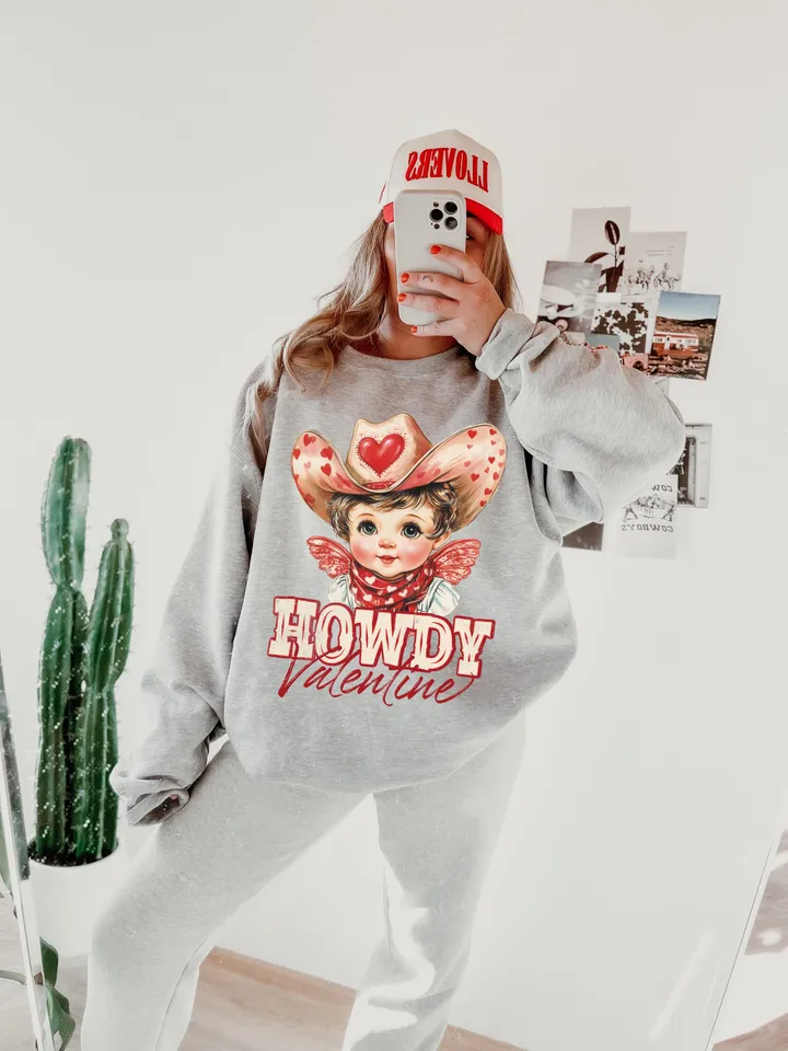 Howdy Valentine PNG, Cupid Valentines png, Western Valentines png, Retro Valentine png, Valentines png, Cupid png, Western png, Cowgirl png