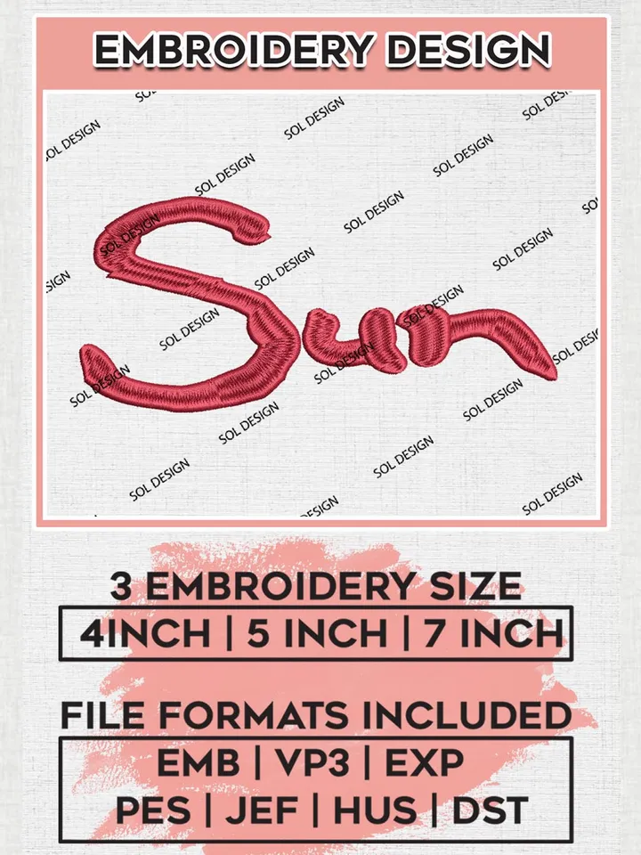 WNBA Connecticut Wrordmark Logo Embroidery Files, WNBA Connecticut Sun Team Embroidery Designs, Basketball Teams, 3 sizes, Machine embroidery designs, Digital Download