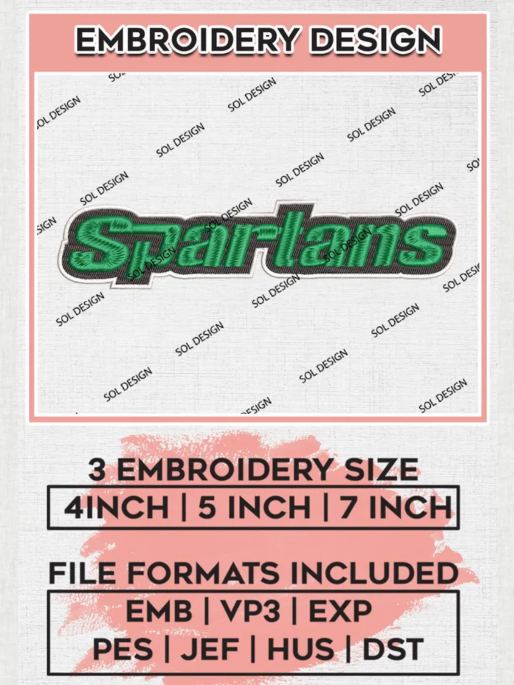 NCAA Spartans Team Wordmark Logo Embroidery Design Files, NCAA South Carolina Upstate Spartans Machine Embroidery, NCAA Teams, 3 sizes, NCAA Machine embroidery designs, Digital Download