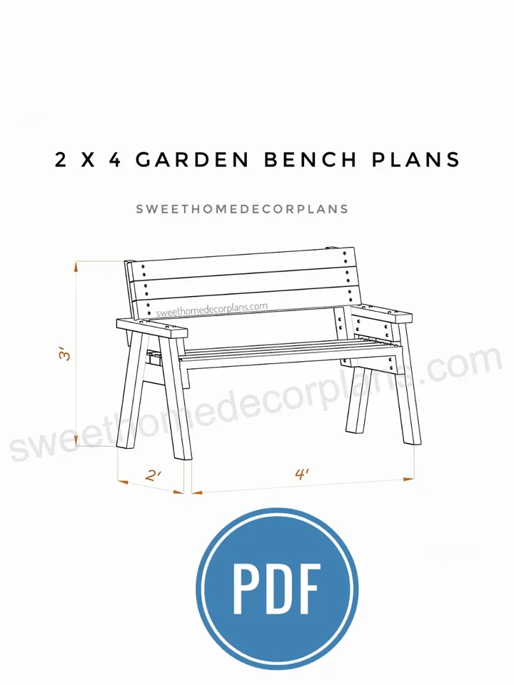 Diy 2 x 4 garden bench plans pdf for outdoor furniture. Wood bench patio furniture plans. Backyard simple wooden bench plans.