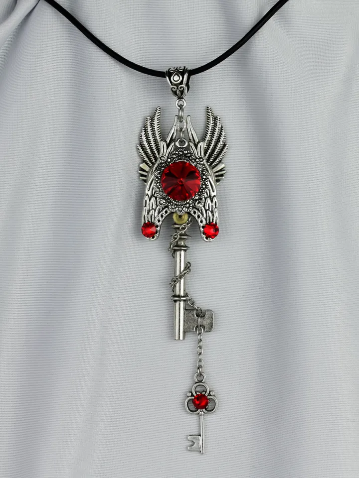 Vintage Gothic Key Pendant with Swarovski Crystals