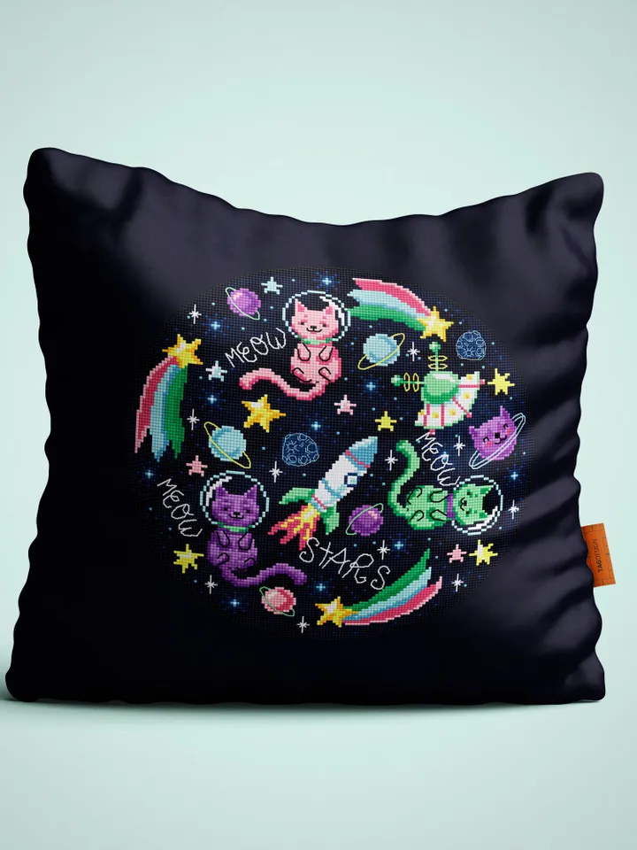 Space cat cross stitch pattern PDF download Funny cat in space cross stitch chart, Astronaut cat embroidery PDF, Outer space, Cat art #K59