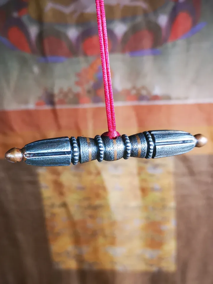 Gandhanra Vintage Tibetan Ritual Implement - Nine-Pronged Vajra Dorje - Made of Cold Iron - 30 Years