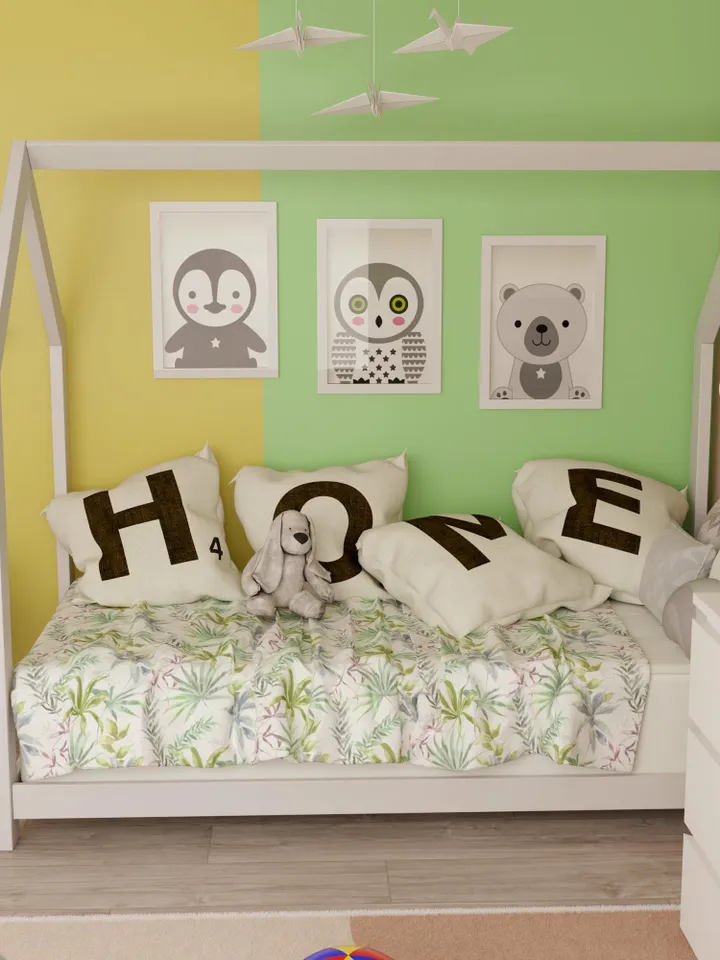 Toddler House Bed Frame Plans, Twin Size, DIY, PDF, Kids Bed Plan, Wooden Floor Bed for Kids Bedroom