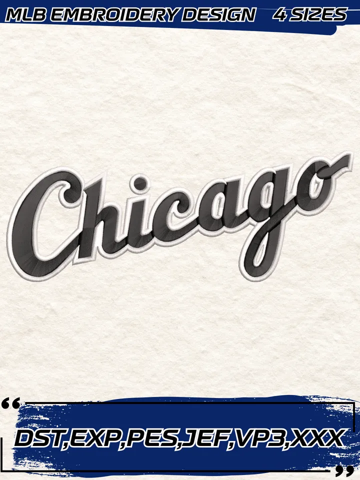 Chicago White Sox Jersey Logo Embroidery Design,MLB Embroidery Design,Machine Embroidery Design File,4 Sizes, Digital Download