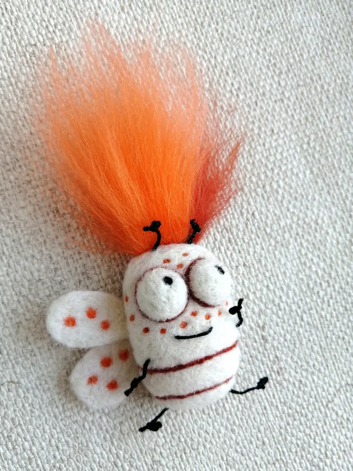 White womens brooch with Original decoration for a redhead with freckles a girl