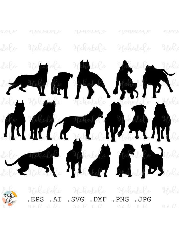 Pitbull Svg, Pitbull Dog Silhouette, Pitbull Cricut, Pitbull Clipart Png, Stencil Template Dxf