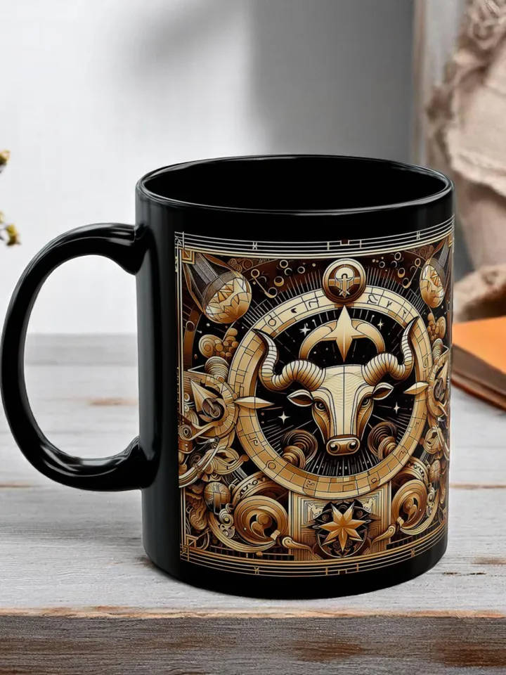 Taurus Ceramic Mug Coffee Lovers Gift, Home Decor, Artisan Mug, Unique Coffee Cup, Intricate Design Mug