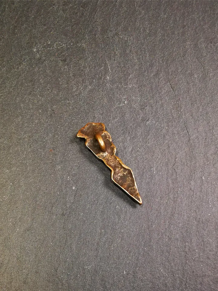 Gandhanra Vintage Tibetan Amulet,Snow Lion Kila(Dorje Phurba) , Trantic Buddhism Ritual Implement Pendant,Made of Brass,1.5"