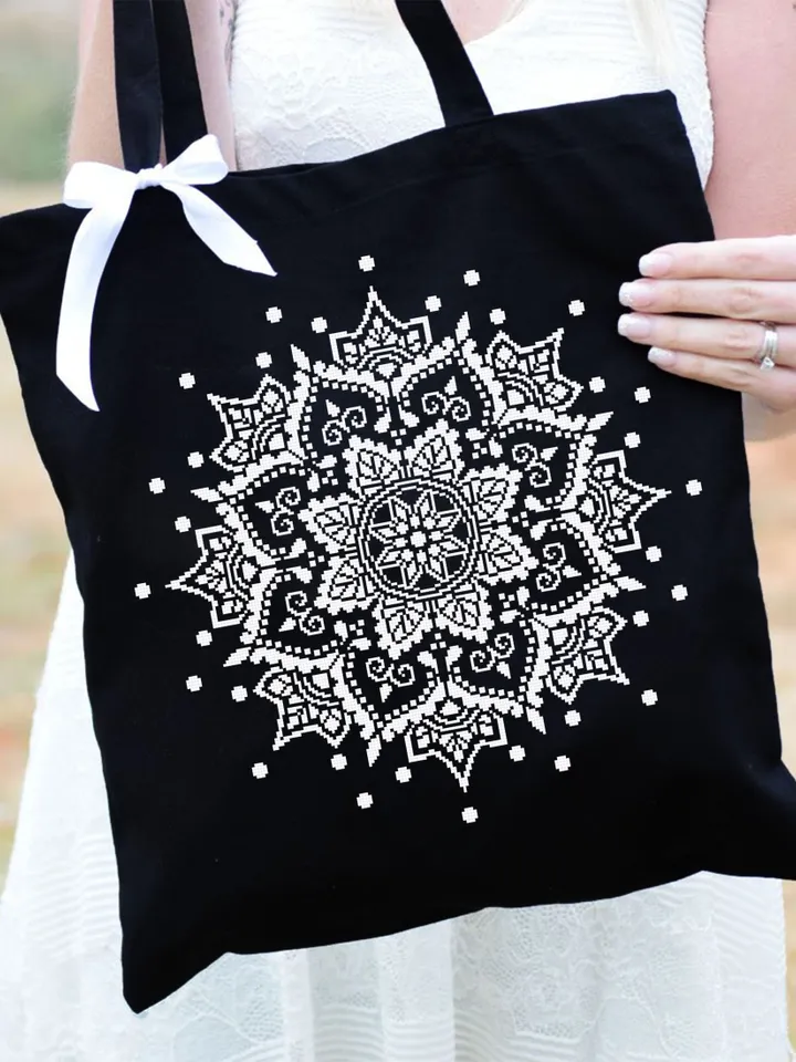 Mandala cross stitch pattern PDF download Monochrome cross stitch chart, Flower mandala pattern digital PDF, Simple mandala ornament #M156