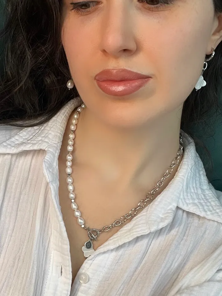 Pearl Set Necklace Bracelet Earrings PEARL & CHAIN