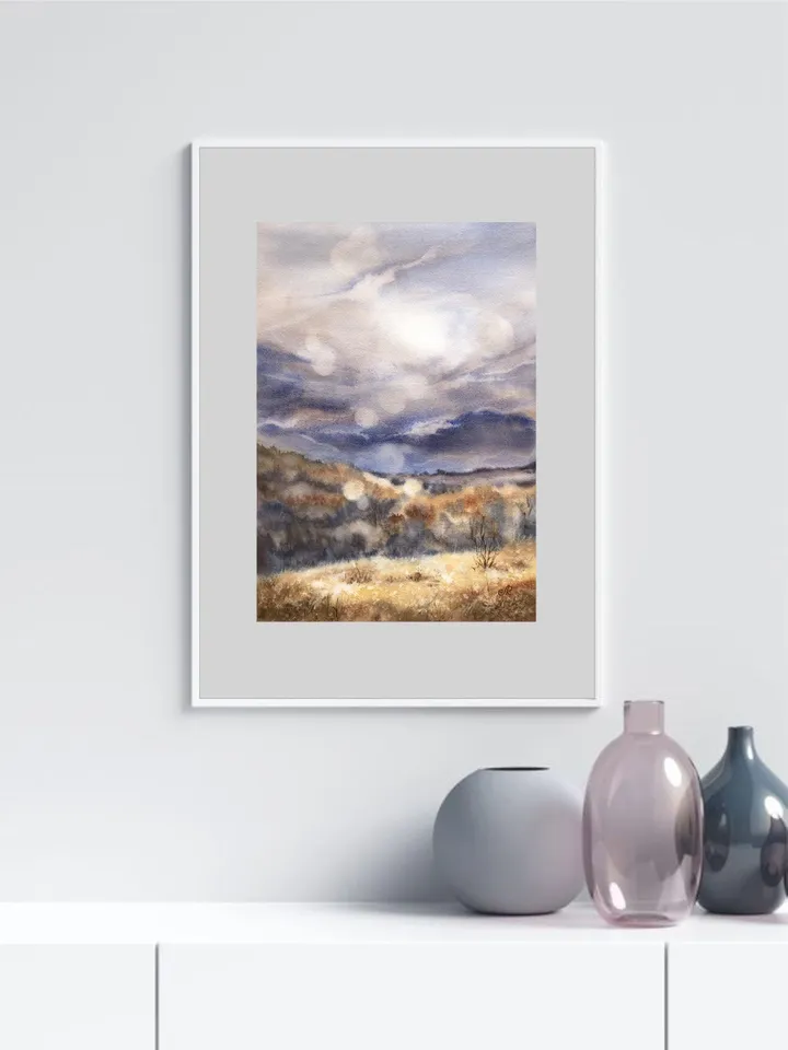 Landscape Original Watercolor Painting Autumn Painting