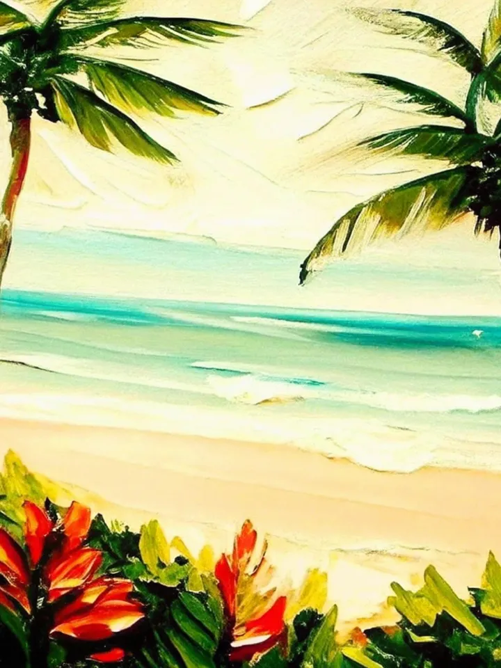 Hawaii Painting Palm Trees Original Art Seascape Impasto Oil Painting Oahu Wall Art Christmas Gift by ArtProkopaloSv