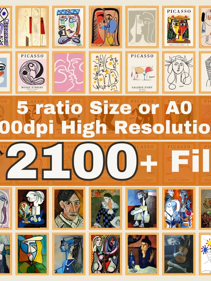 1000+ Picasso Exhibition Wall Art Bundle, Neutral Beige Abstract Vintage Minimalist Gift Idea, Famous Artist Print, Gallery Wall Home Decor