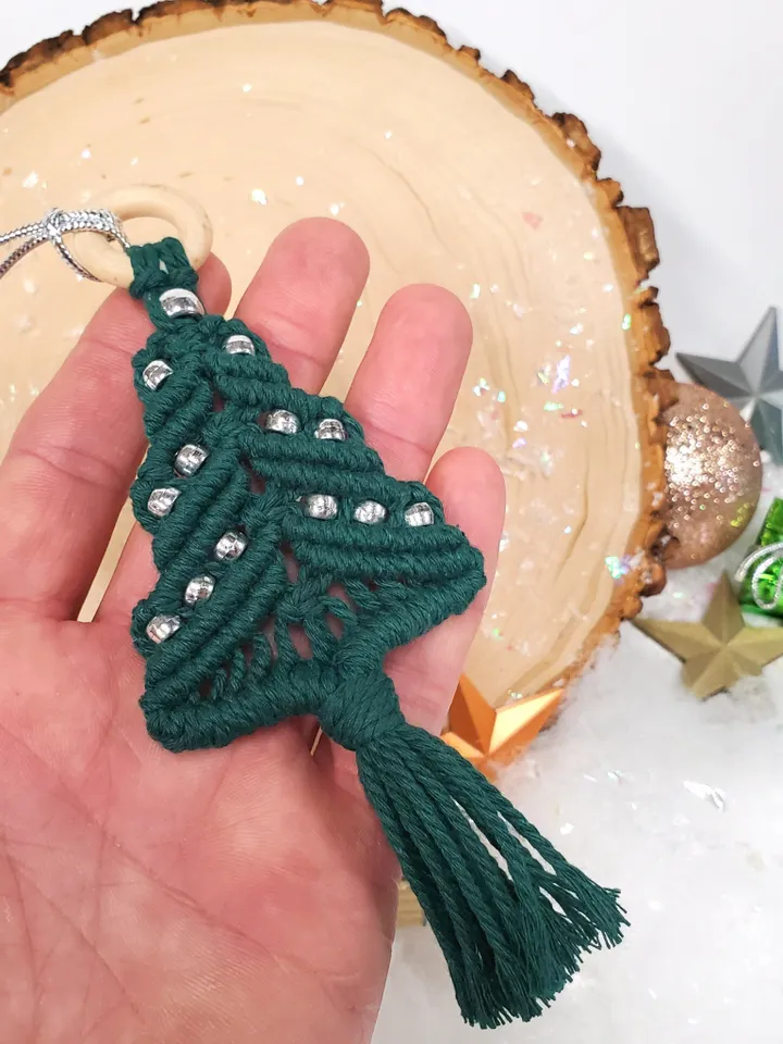 Macrame Tree Ornament Macrame Christmas Tree Macrame Christmas Ornaments Unbreakable Ornaments Holiday Car Charm Boho Tree Ornaments