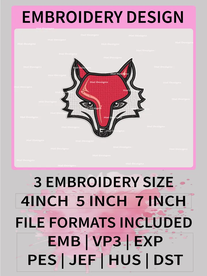NCAA Marist Red Foxes Embroidery File, 3 Sizes, 6 Formats, NCAA Machine Embroidery Design, NCAA Logo, NCAA Teams