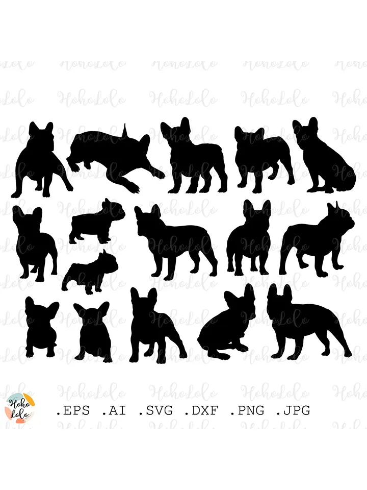 French Bulldog Svg, French Bulldog Silhouette, Dog Cricut, French Bulldog Cricut, French Bulldog Stencil Template Dxf, Dog Svg