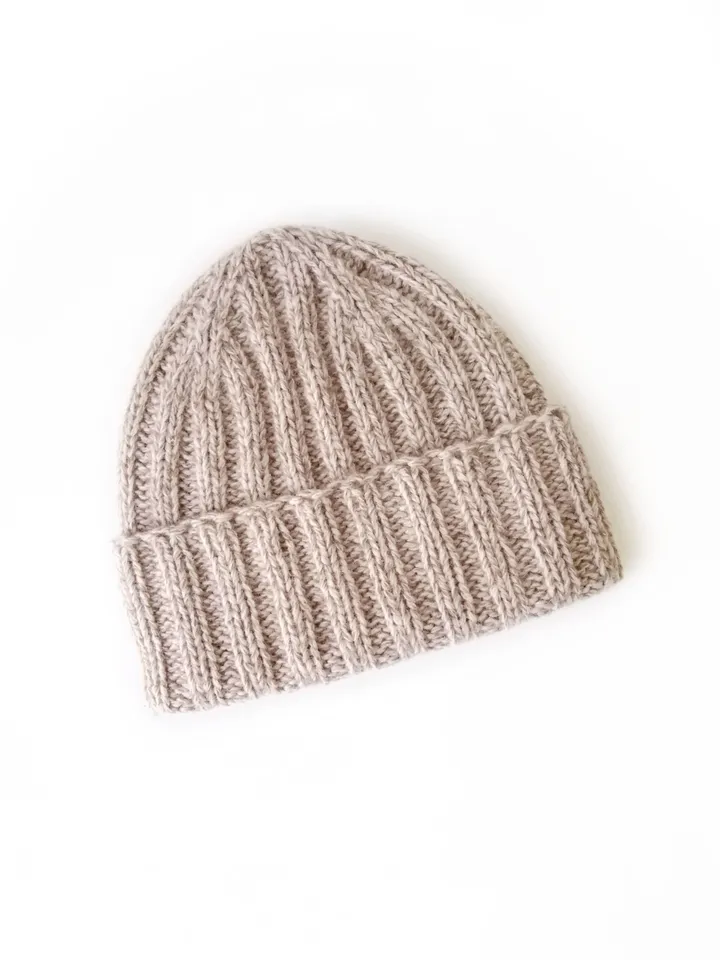Hand-Knitted Warm Winter Cap, Handcrafted Italian Cashmere Men's Beanie: Seamless Luxury Knit with Cuff, Handmade Design. FREE SHIPPING!