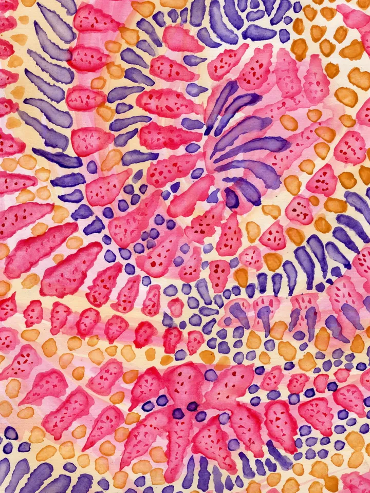 Original watercolor painting. Pink . Abstraction.