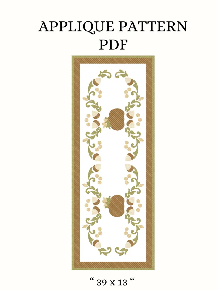 Pumpkin Vine Table Runner – Appliqué Pattern PDF