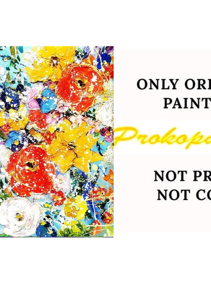 Flower Painting Poppy Original Art boho wall art Impasto Floral Painting Wildflower Meadow Artwork Floral Wall Art oil painting 15 by 15