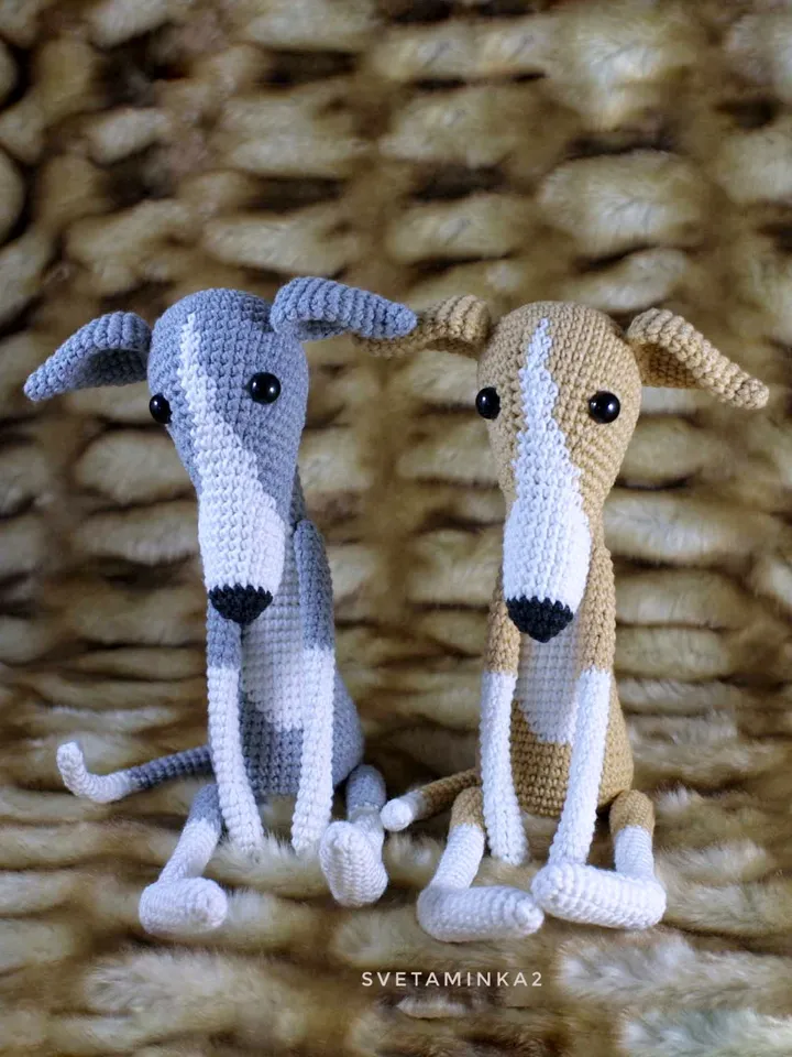 Greyhound Crochet Pattern, Whippet, Sighthound, Galgo, Italian Greyhound, Lurcher Amigurumi Dog. Digital Download. PDF.