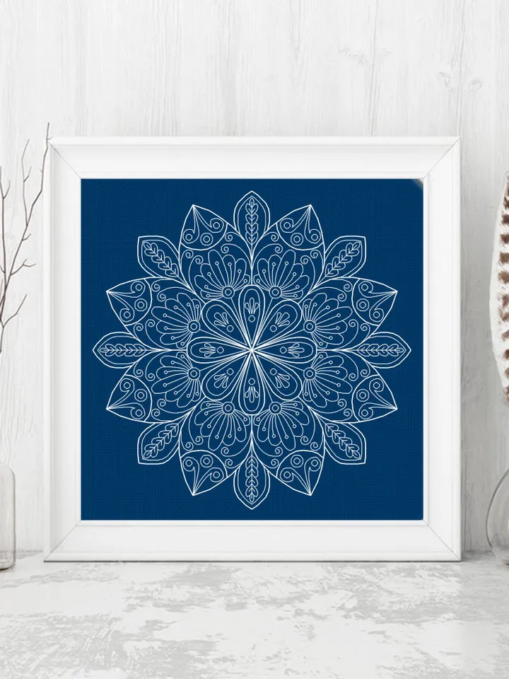 Floral mandala blackwork pattern PDF Blackwork mandala embroidery download PDF, Backstitch chart Mandala ornament, Blackwork embroidery #W21