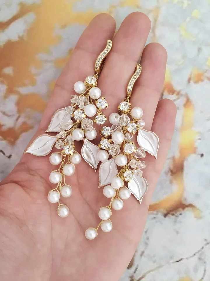 Extra Long Bridal Earrings Boho Wedding Earrings Boho Bridal Earrings Gold Bridal Earrings Chandelier Statement Swarovski Wedding Earrings
