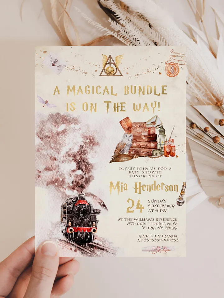 DIY Wizarding World Baby Shower iNVITATION; Magic School Baby Shower Template; School of Wizard Baby Shower invitation template; wh1