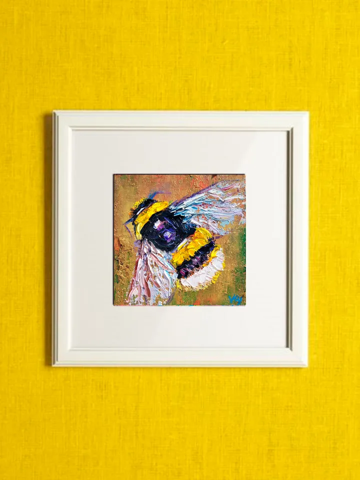 Bumble Bee Painting Save The Bees Original Art Impasto Oil Painting 6x6 Honey Bee Wall Art Insect Honeybee Artwork Handmade Birthday Gift by ArtFromVictoria