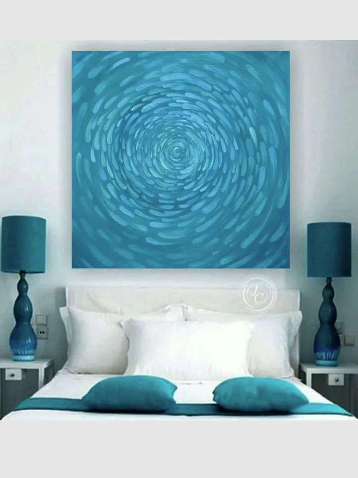 Blue Turquoise Abstract Wall Art Original oil painting Waterscape Art Ocean eye Modern artwork