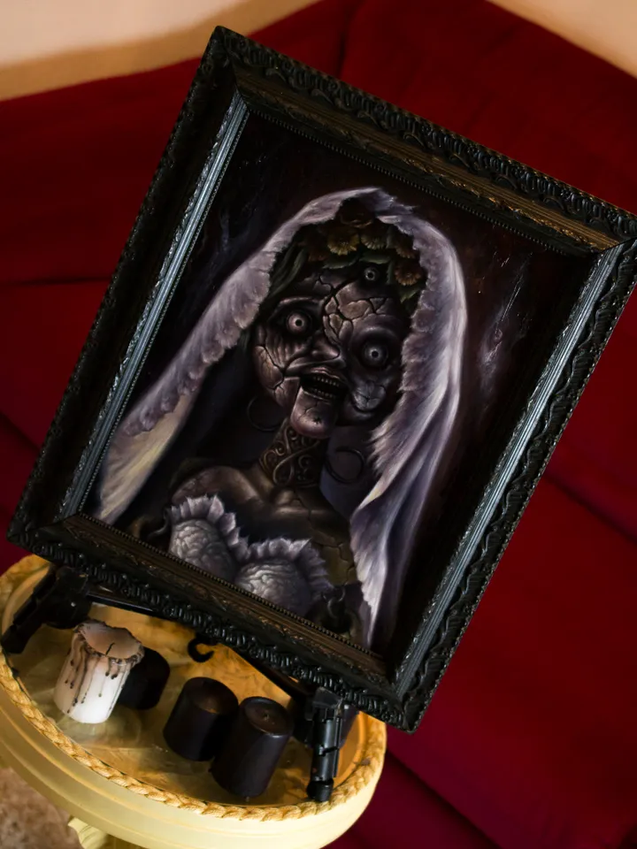 Original oil painting Resident Evil Angie with a frame