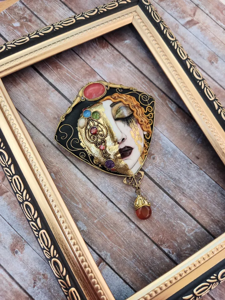 Necklace-brooch "Golden Tears" based on the painting by Anne-Marie Zilberman