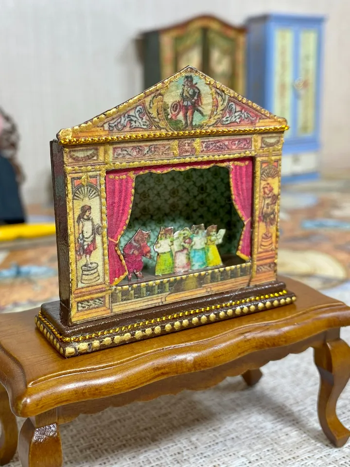 Puppet show. miniature dollhouse. 1: 12. Miniature.