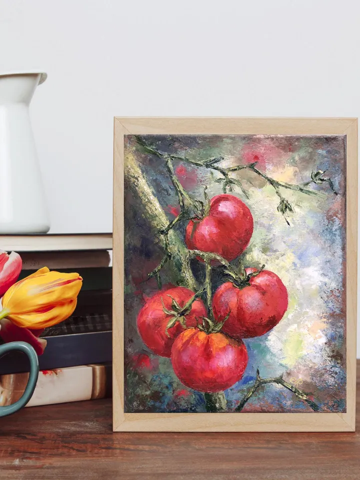 Original Still Life Painting Tomatoes Oil Painting Kitchen Still life
