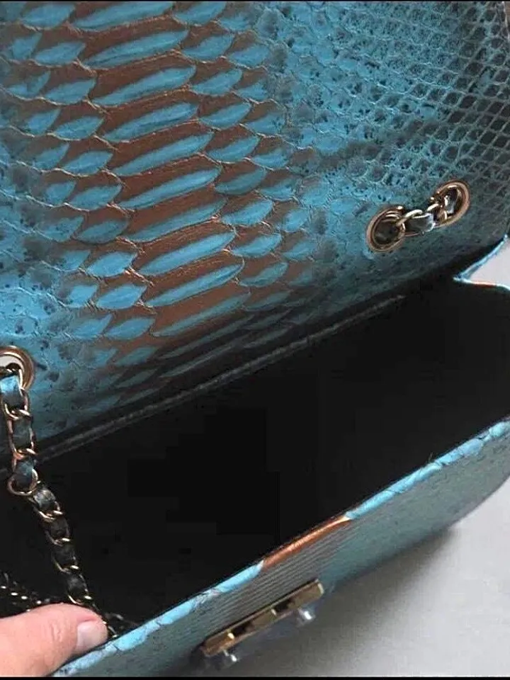 Genuine python skin crossbody blue classy bag| designer women leather handbag | snakeprint bag | crossbody purse | gift for her